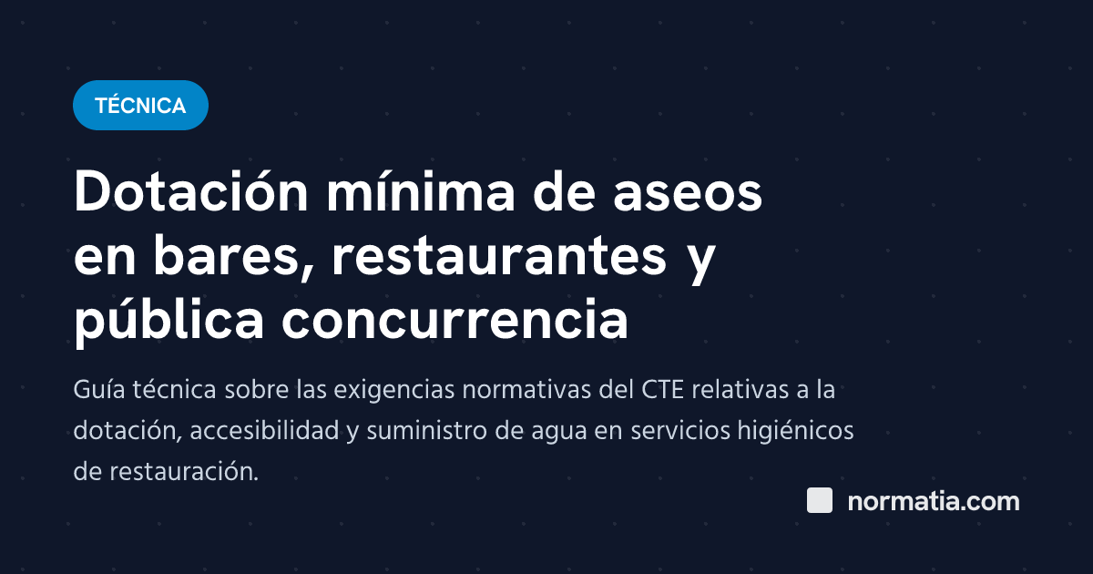 Dotación mínima de aseos en bares, restaurantes y pública concurrencia