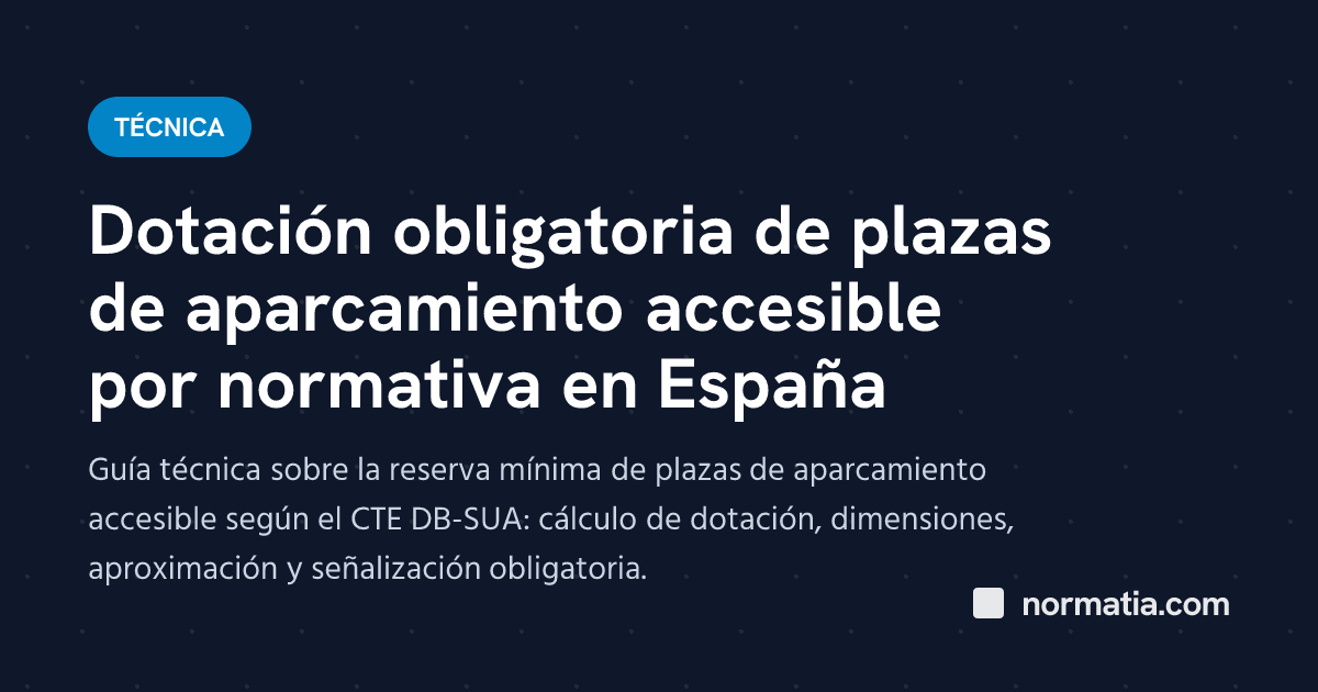 Dotación obligatoria de plazas de aparcamiento accesible por normativa en España