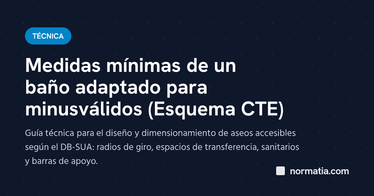 Medidas mínimas de un baño adaptado para minusválidos (Esquema CTE)