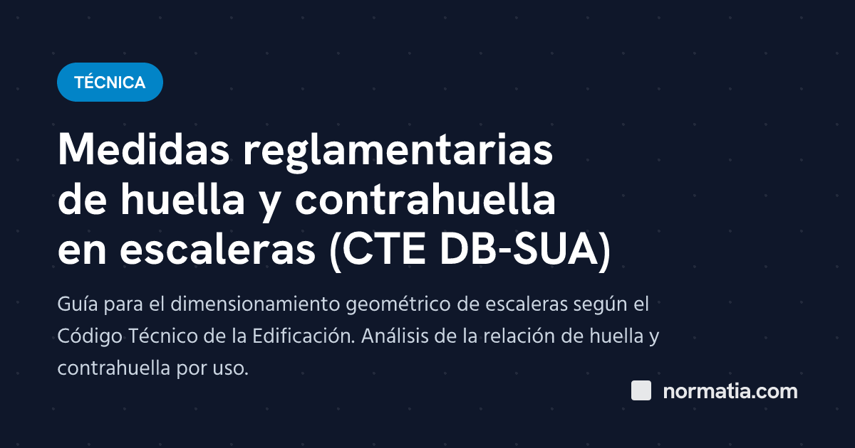 Medidas reglamentarias de huella y contrahuella en escaleras (CTE DB-SUA)